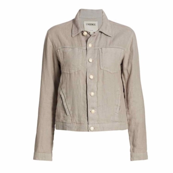 L’AGENCE Celine Slim Linen Jacket Size Small Cinder - Picture 1 of 13